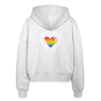 LGBTQ Pride Monat - Regenbogenherz - Stanley/Stella Boxy Frauen Bio Zip Hoodie Ida - Weiß meliert - Hinten - AI Model Female 172 dark (172cm)