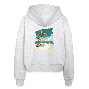Strand Palmen Sonne Sommer - Stanley/Stella Boxy Frauen Bio Zip Hoodie Ida - Weiß meliert - Hinten - AI Model Female 172 dark (172cm)