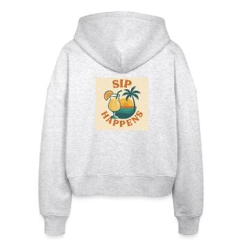 Sip Happens - Stanley/Stella Boxy Frauen Bio Zip Hoodie Ida - Weiß meliert - Hinten - AI Model Female 172 dark (172cm)