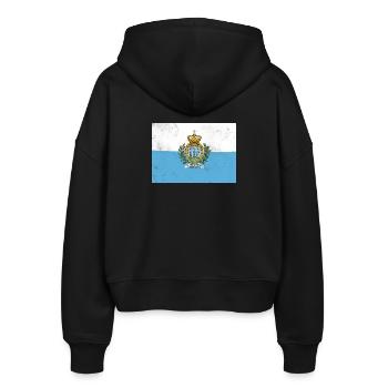 Flagge von San Marino - Stanley/Stella Boxy Frauen Bio Zip Hoodie Ida - Schwarz - Hinten - AI Model Female 172 light (172cm)