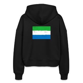 Flagge von Sierra Leone - Stanley/Stella Boxy Frauen Bio Zip Hoodie Ida - Schwarz - Hinten - AI Model Female 172 light (172cm)
