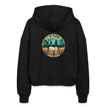 Prag Bier Skyline – Tschechien Souvenir Junggesell - Stanley/Stella Boxy Frauen Bio Zip Hoodie Ida - Schwarz - Hinten - AI Model Female 172 light (172cm)