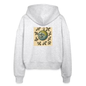 Trauriges Land - Stanley/Stella Boxy Frauen Bio Zip Hoodie Ida - Weiß meliert - Hinten - AI Model Female 172 dark (172cm)
