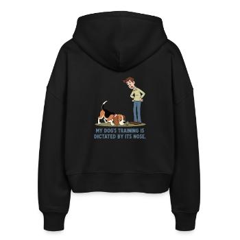Das Training meines Hundes wird von seiner Nase... - Stanley/Stella Boxy Frauen Bio Zip Hoodie Ida - Schwarz - Hinten - AI Model Female 172 light (172cm)