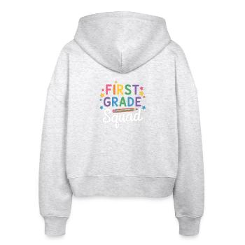 First Grade Squad Back To School - Stanley/Stella Boxy Frauen Bio Zip Hoodie Ida - Weiß meliert - Hinten - AI Model Female 172 dark (172cm)
