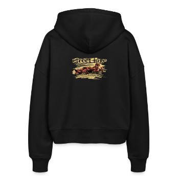 Street luge - Stanley/Stella Boxy Frauen Bio Zip Hoodie Ida - Schwarz - Hinten - AI Model Female 172 light (172cm)