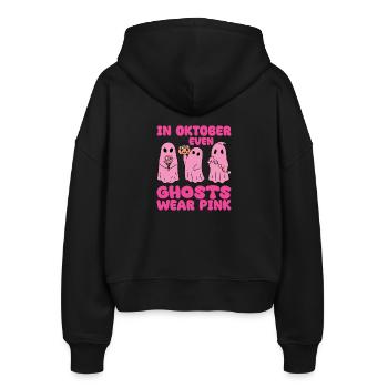 en octobre, même les fantômes portent du cancer du sein rose - Veste à capuche bio Ida Stanley/Stella Femme - noir - Dos - AI Model Female 172 light (172cm)