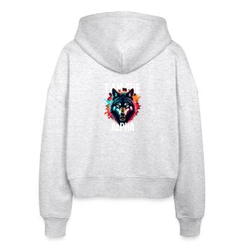 I am the Alpha Wolf - Stanley/Stella Boxy Frauen Bio Zip Hoodie Ida - Weiß meliert - Hinten - AI Model Female 172 dark (172cm)