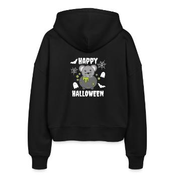 Maus Happy Halloween Hexenkessel Fledermaus - Stanley/Stella Boxy Frauen Bio Zip Hoodie Ida - Schwarz - Hinten - AI Model Female 172 light (172cm)