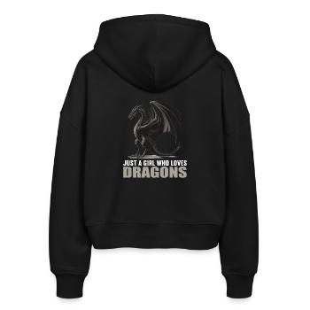 Drachen Drache - Stanley/Stella Boxy Frauen Bio Zip Hoodie Ida - Schwarz - Hinten - AI Model Female 172 light (172cm)