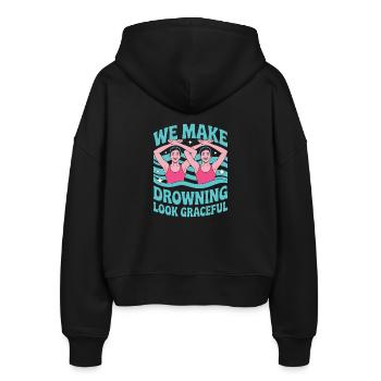 Synchronschwimmen Kunstschwimmen Wassersport - Stanley/Stella Boxy Frauen Bio Zip Hoodie Ida - Schwarz - Hinten - AI Model Female 172 light (172cm)