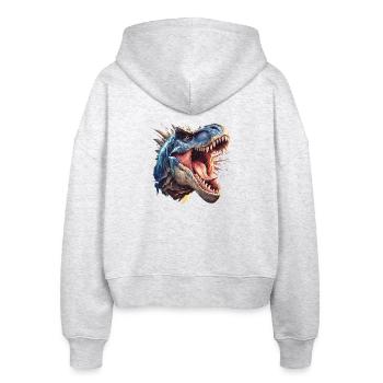 Dino Saurier Dinosaurier - Stanley/Stella Boxy Frauen Bio Zip Hoodie Ida - Weiß meliert - Hinten - AI Model Female 172 dark (172cm)