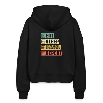 Heating Engineer Heating Construction Plumber Plumber - Stanley/Stella Boxy Women’s Organic Zip Hoodie Ida - black - Back - AI Model Female 172 light (172cm)