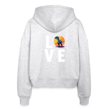 Dino Saurier Dinosaurier - Stanley/Stella Boxy Frauen Bio Zip Hoodie Ida - Weiß meliert - Hinten - AI Model Female 172 dark (172cm)