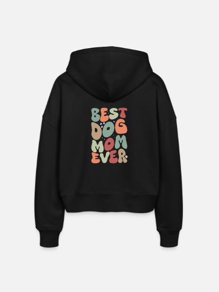 Best Dog Mom Ever Herbst - Stanley/Stella Boxy Frauen Bio Zip Hoodie Ida - Schwarz