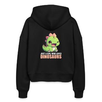 Dino Saurier Dinosaurier - Stanley/Stella Boxy Frauen Bio Zip Hoodie Ida - Schwarz - Hinten - AI Model Female 172 light (172cm)