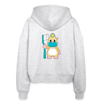 Hamster Zahnbürste - Stanley/Stella Boxy Frauen Bio Zip Hoodie Ida - Weiß meliert - Hinten - AI Model Female 172 dark (172cm)