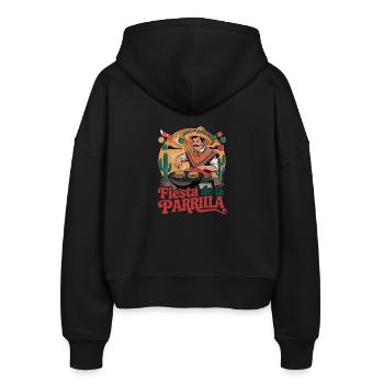  Fiesta De La Parrilla: Mexikanisches - Stanley/Stella Boxy Frauen Bio Zip Hoodie Ida - Schwarz - Hinten - AI Model Female 172 light (172cm)