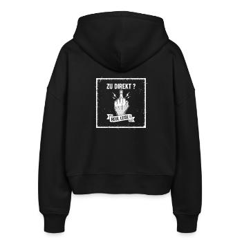 Zu Direkt ? Heul Leise ! - Stanley/Stella Boxy Frauen Bio Zip Hoodie Ida - Schwarz - Hinten - AI Model Female 172 light (172cm)