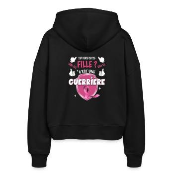 Guerrière Octobre Rose Ruban Cancer Sein - Veste à capuche bio Ida Stanley/Stella Femme - noir - Dos - AI Model Female 172 light (172cm)