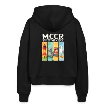 Moin Leuchtturm Robbe Strandkorb Möwe Küste - Stanley/Stella Boxy Frauen Bio Zip Hoodie Ida - Schwarz - Hinten - AI Model Female 172 light (172cm)