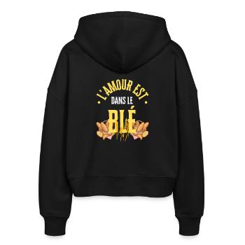 Die Liebe steckt im Weizen - Stanley/Stella Boxy Frauen Bio Zip Hoodie Ida - Schwarz - Hinten - AI Model Female 172 light (172cm)
