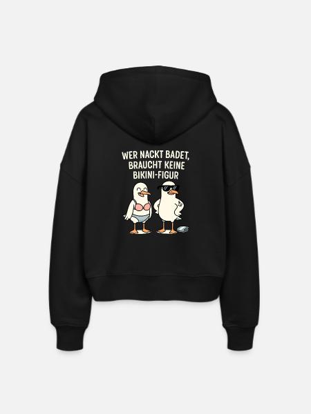 Nackt badet Bikini-Figur Spruch - Stanley/Stella Boxy Frauen Bio Zip Hoodie Ida - Schwarz