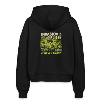Invasion der Fliegen Filmplakat Halloween Fliegen - Stanley/Stella Boxy Frauen Bio Zip Hoodie Ida - Schwarz - Hinten - AI Model Female 172 light (172cm)