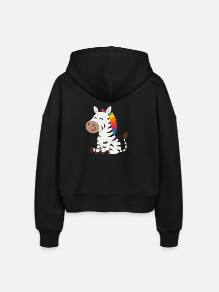 Süßes Zebra Design - Stanley/Stella Boxy Frauen Bio Zip Hoodie Ida - Schwarz