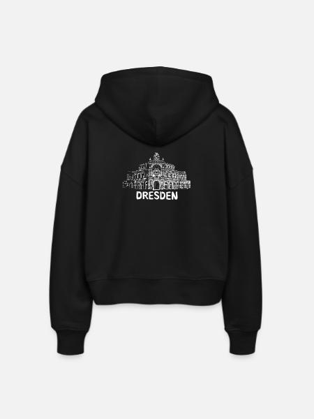 Dresden Semperoper Illustration - Stanley/Stella Boxy Frauen Bio Zip Hoodie Ida - Schwarz
