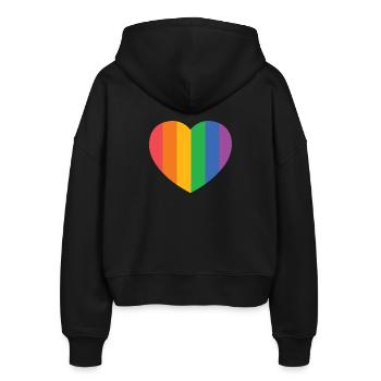 Herz mit Pride Streifen - Stanley/Stella Boxy Frauen Bio Zip Hoodie Ida - Schwarz - Hinten - AI Model Female 172 light (172cm)