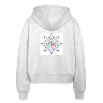 Mandala Pastell Blume Aquarell - Stanley/Stella Boxy Frauen Bio Zip Hoodie Ida - Weiß meliert - Hinten - AI Model Female 172 dark (172cm)