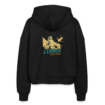 Bogen Rua Augusta Lissabon Illustration - Stanley/Stella Boxy Frauen Bio Zip Hoodie Ida - Schwarz - Hinten - AI Model Female 172 light (172cm)