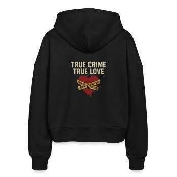 True Crime True Love – Perfektes Shirt für Krimi-F - Stanley/Stella Boxy Frauen Bio Zip Hoodie Ida - Schwarz - Hinten - AI Model Female 172 light (172cm)