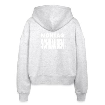 Schrauben - Stanley/Stella Boxy Frauen Bio Zip Hoodie Ida - Weiß meliert - Hinten - AI Model Female 172 dark (172cm)
