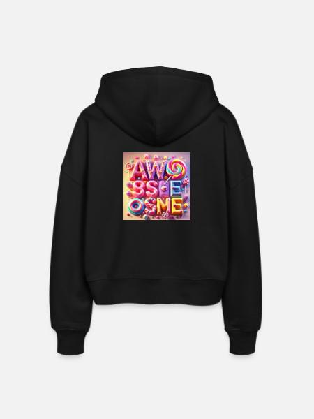 Candy Schriftzug Awesome - Stanley/Stella Boxy Frauen Bio Zip Hoodie Ida - Schwarz