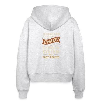 Kein Chaos – Ein System mit Plot-Twists Spruch - Stanley/Stella Boxy Frauen Bio Zip Hoodie Ida - Weiß meliert - Hinten - AI Model Female 172 dark (172cm)