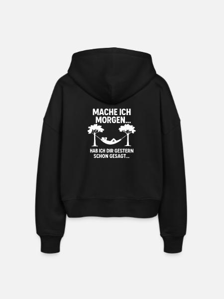 Mache ich morgen - faul - Stanley/Stella Boxy Frauen Bio Zip Hoodie Ida - Schwarz