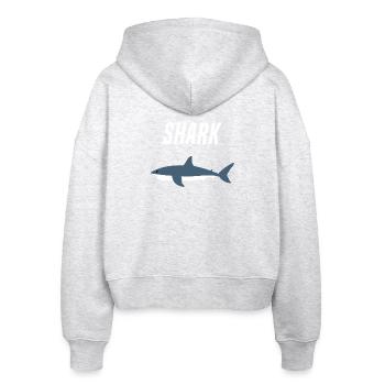 Nautic Design Hai Silhouette Kühne Typografie - Stanley/Stella Boxy Frauen Bio Zip Hoodie Ida - Weiß meliert - Hinten - AI Model Female 172 dark (172cm)