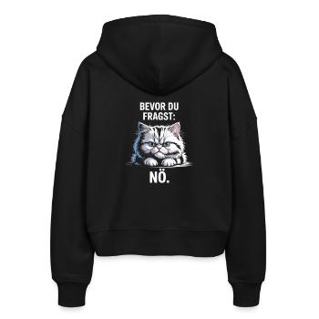 Bevor Du Fragst Nö Katze Morgenmuffel Nein Katzen - Stanley/Stella Boxy Frauen Bio Zip Hoodie Ida - Schwarz - Hinten - AI Model Female 172 light (172cm)