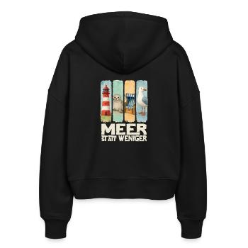 Moin Leuchtturm Robbe Strandkorb Möwe Küste - Stanley/Stella Boxy Frauen Bio Zip Hoodie Ida - Schwarz - Hinten - AI Model Female 172 light (172cm)