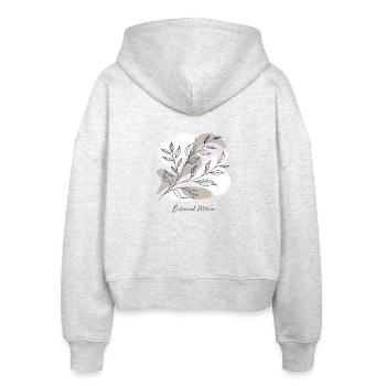 Botanische Linienkunst - Stanley/Stella Boxy Frauen Bio Zip Hoodie Ida - Weiß meliert - Hinten - AI Model Female 172 dark (172cm)