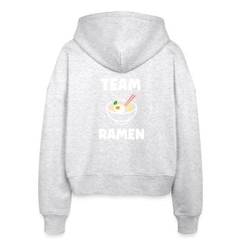 Team Ramen Illustration Noodle Bowl - Stanley/Stella Boxy Women’s Organic Zip Hoodie Ida - heather white - Back - AI Model Female 172 dark (172cm)