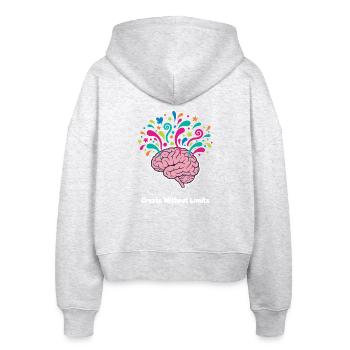 Gedankenfarben Hirn Explosion - Stanley/Stella Boxy Frauen Bio Zip Hoodie Ida - Weiß meliert - Hinten - AI Model Female 172 dark (172cm)
