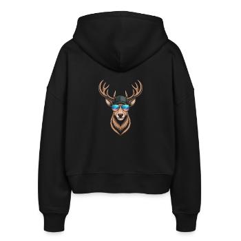 Deer with antlers - Stanley/Stella Boxy Women’s Organic Zip Hoodie Ida - black - Back - AI Model Female 172 light (172cm)