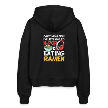 K-Pop Korea-Popmusik Ramen Nudelsuppe Japan - Stanley/Stella Boxy Frauen Bio Zip Hoodie Ida - Schwarz - Hinten - AI Model Female 172 light (172cm)