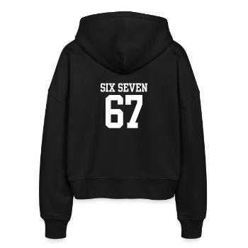 Keep Calm Six Seven Meme Viraler Humor Bekleidung - Stanley/Stella Boxy Frauen Bio Zip Hoodie Ida - Schwarz - Hinten - AI Model Female 172 light (172cm)