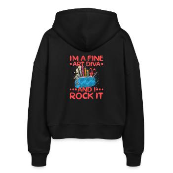 Artist Painter Art Diva & I Rock It Gift Idea - Stanley/Stella Boxy Women’s Organic Zip Hoodie Ida - black - Back - AI Model Female 172 light (172cm)