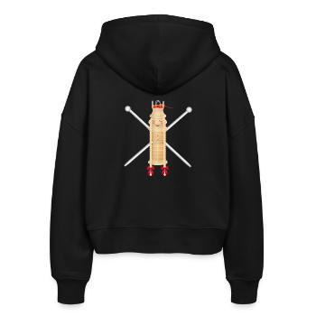 Strickliesel mit Stricknadeln – Kreatives Motiv - Stanley/Stella Boxy Frauen Bio Zip Hoodie Ida - Schwarz - Hinten - AI Model Female 172 light (172cm)