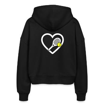 Tennis Herz Schläger Ball Sport Leidenschaft - Stanley/Stella Boxy Frauen Bio Zip Hoodie Ida - Schwarz - Hinten - AI Model Female 172 light (172cm)